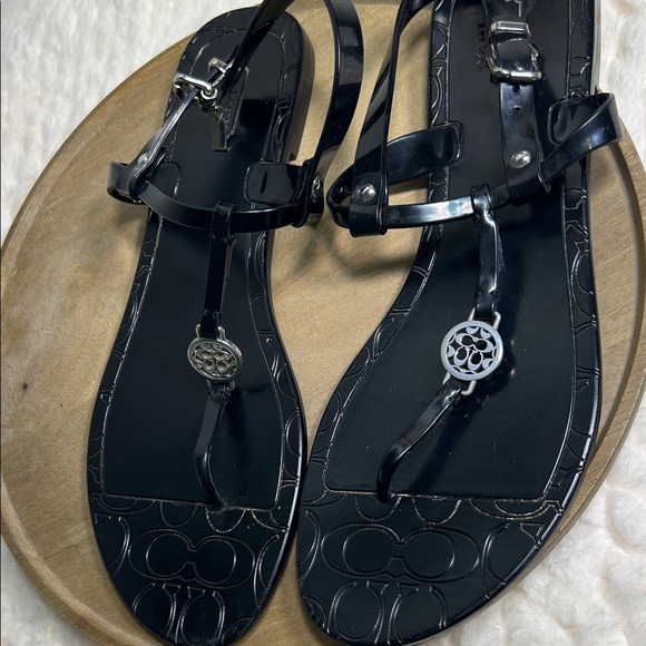 COACH Pansy T-Strap Jelly Sandals . Black Sz 11 - Picture 7 of 7